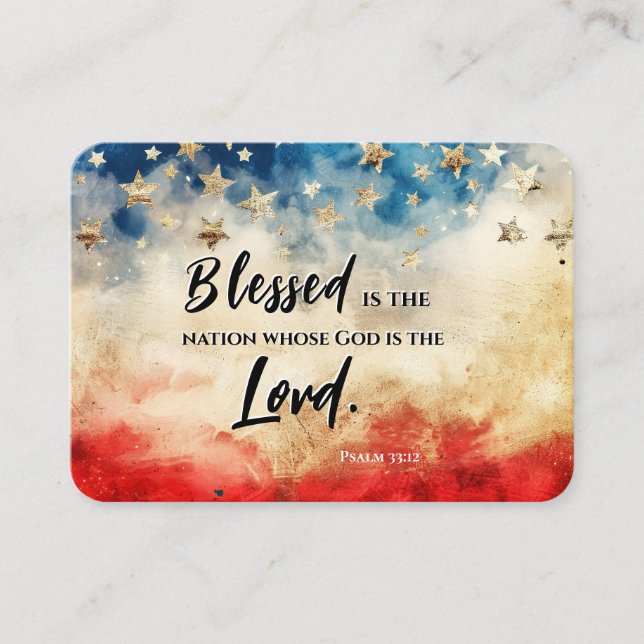 Tarjeta De Visita Salmo 33:12 Bendecido es la Biblia de la Bandera d (Anverso)