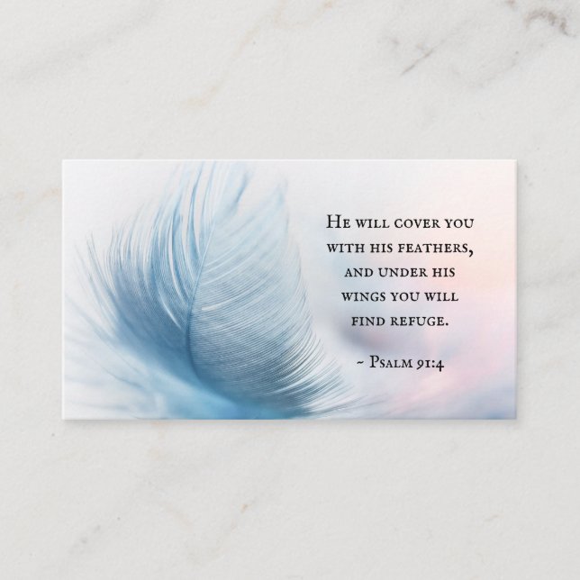 Tarjeta De Visita Salmo 91:4 Te cubrirá con sus plumas (Anverso)