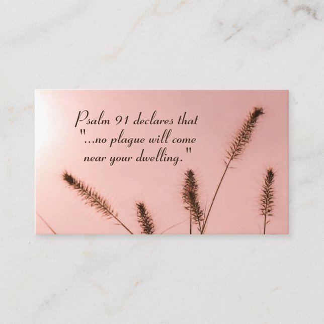 Tarjeta De Visita Salmo 91 Ninguna plaga se acercará a tu vivienda (Anverso)