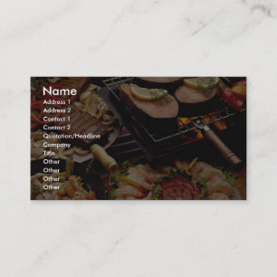 Tarjeta De Visita Salmones, filetes de carne de vaca y cóctel asados