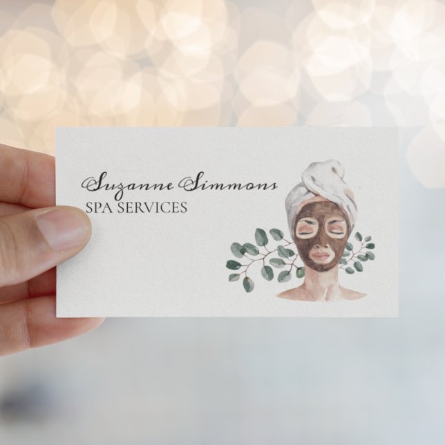 Tarjeta De Visita Salón  Acuarela  Servicios de Spa Faciales (Subido por el creador)