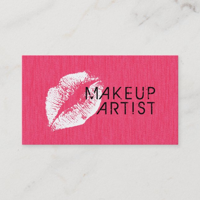 Tarjeta De Visita Salón Artístico Elegante De Labios Blancos De Maqu (Anverso)