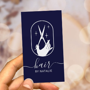 Tarjeta De Visita Salón azul con logotipo de la Marina y el logotip
