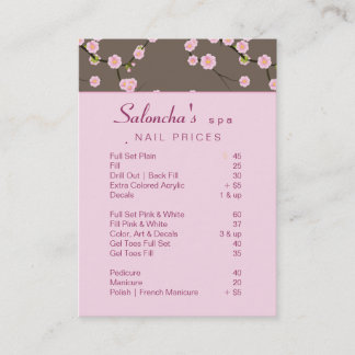 Tarjeta De Visita Salon Business Card spa cerezo flor rosa 2