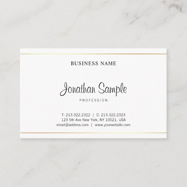 Tarjeta De Visita Salon Caligraphy Script Elegant Plain Modern Luxe (Anverso)