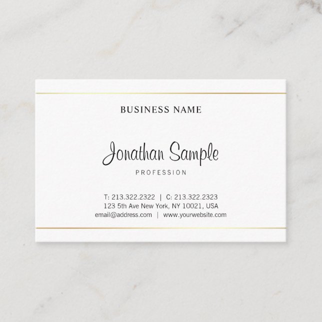 Tarjeta De Visita Salon Calligraphy Script Modern Elegant Plain Luxe (Anverso)