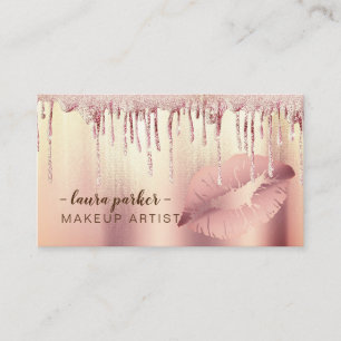 Tarjeta De Visita Salón color de rosa del artista de maquillaje de