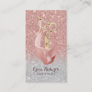 Tarjeta De Visita Salón color de rosa moderno de Ombre de la plata