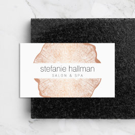 Tarjeta De Visita Salón de Anillos de Árbol de Oro Rosa de Belleza O