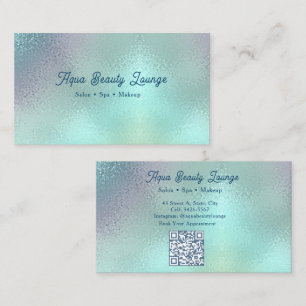 Tarjeta De Visita Salón de Aqua Plateado Personalizado Spa de Bell