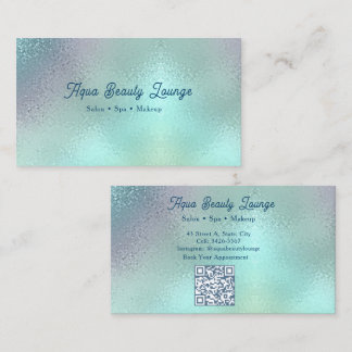 Tarjeta De Visita Salón de Aqua Plateado Personalizado | Spa de Bell