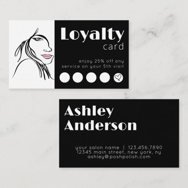 Tarjeta De Visita Salón de arte de línea simple moderno Añade tu log (Anverso / Reverso)