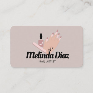 Tarjeta De Visita Salón de arte de uñas de mano de tatuaje bohemio  