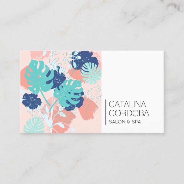 Tarjeta De Visita Salón de Arte Moderno del Patrón Tropical Monstera (Anverso)
