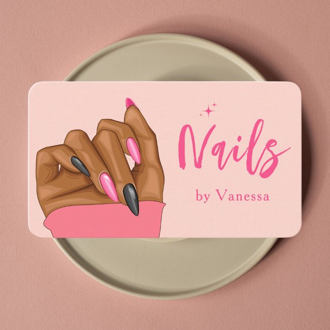 Tarjeta De Visita Salón de Arte Moderno Nails Nail Technician Rubor (Subido por el creador)