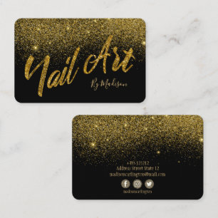 Tarjeta De Visita Salón de arte Nail, Purpurina de oro