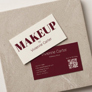 Tarjeta De Visita Salón de Artista de Maquillaje Tipografía Marfil B