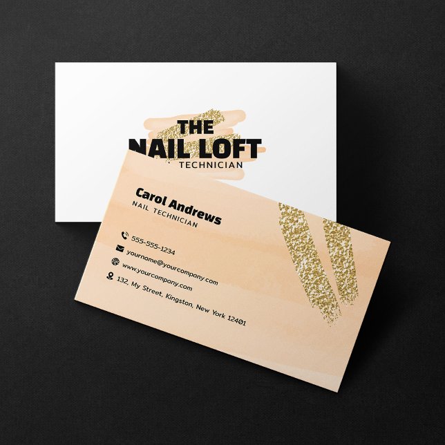 Tarjeta De Visita Salon de artista de uñas de manicura de nailé con  (Subido por el creador)