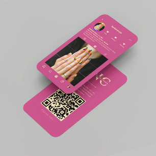 Tarjeta De Visita Salón de artistas de las uñas moderno Instagram de