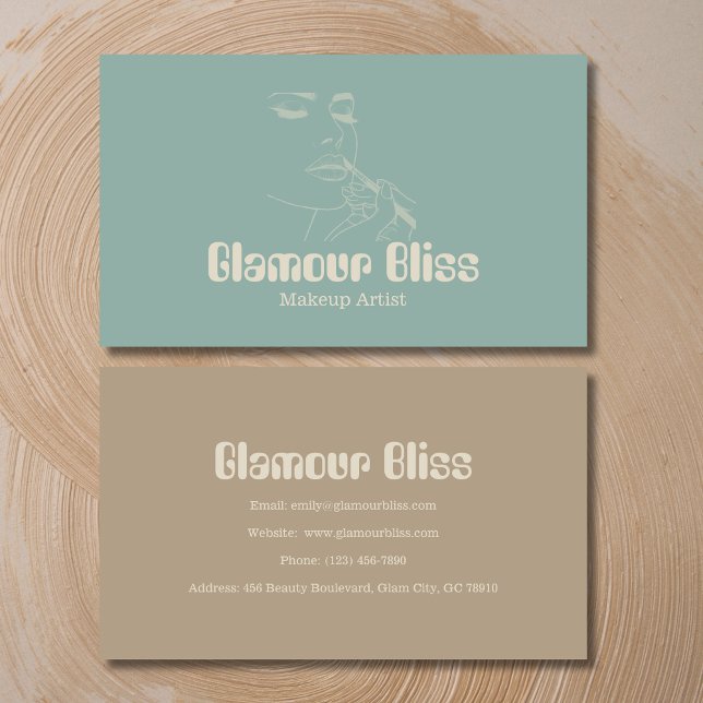 Tarjeta De Visita Salón de artistas de maquillaje azul Aqua (Subido por el creador)