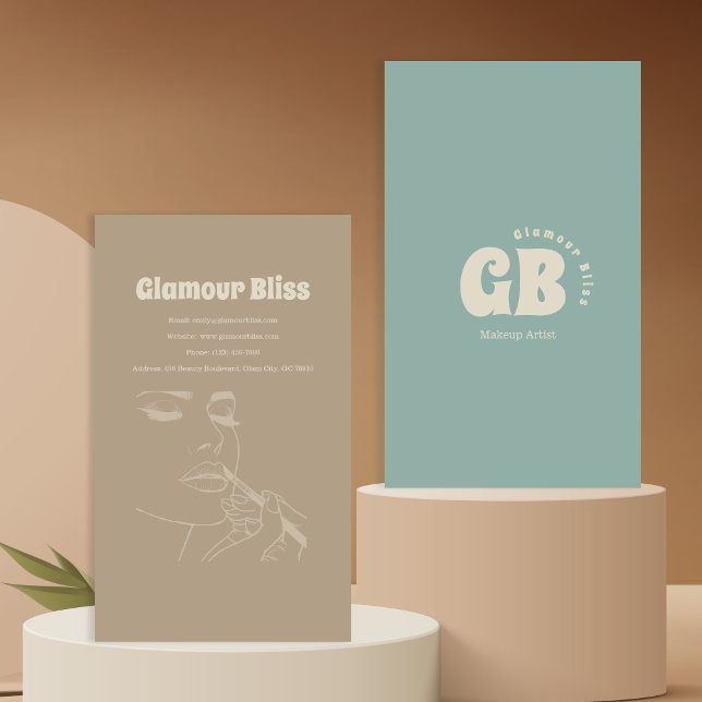 Tarjeta De Visita Salón de artistas de maquillaje azul Aqua (Subido por el creador)