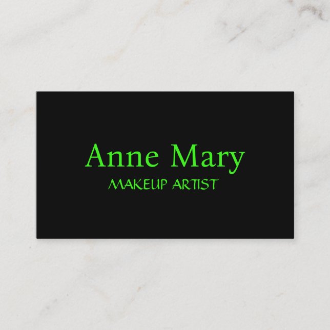 Tarjeta De Visita Salón de Artistas de Maquillaje con Guión Verde Ne (Anverso)