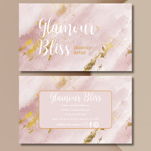 Tarjeta De Visita Salón de Artistas de Maquillaje de Estilo Rosa Rub