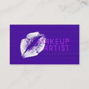 Tarjeta De Visita Salón de Artistas de Maquillaje de Labios Blancos 