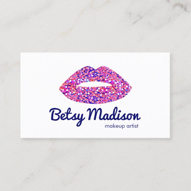 Tarjeta De Visita Salón de artistas de maquillaje de labios de confe (Anverso)