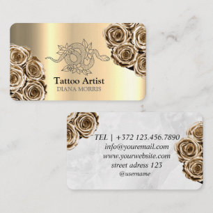 Tarjeta De Visita Salón de Artistas del Tatuaje de Serpiente