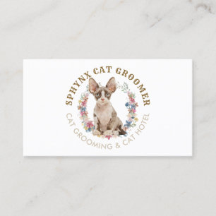 Tarjeta De Visita Salón de Aseo Spa para Mascotas Gato Sphynx