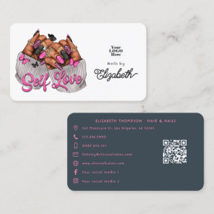 Tarjeta De Visita Salón de Autoamor Rosa y Carbón para Marca