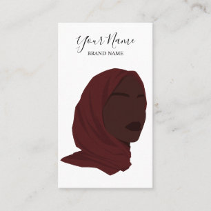 Tarjeta De Visita Salón de belleza afroamericano musulmán con hijab 