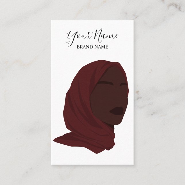 Tarjeta De Visita Salón de belleza afroamericano musulmán con hijab  (Anverso)