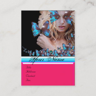 Tarjeta De Visita SALÓN DE BELLEZA AZUL DE LA MARIPOSA, monograma AR