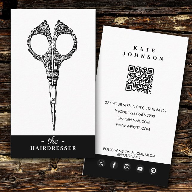 Tarjeta De Visita Salón de belleza Barber de peluquería retro modern (Retro Modern Hairdresser Barber Beauty Salon Business Card)