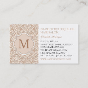 Tarjeta De Visita Salón de Belleza Boutique Taupe Damask