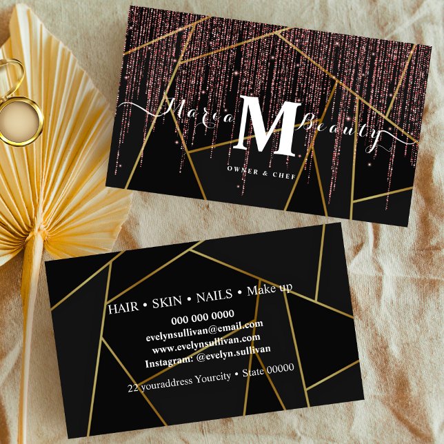 Tarjeta De Visita Salón de belleza Cabello maquillaje Artista Rosa d (Subido por el creador)