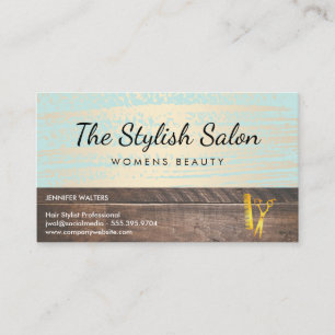 Tarjeta De Visita Salón De Belleza Cepado De Oro De Madera