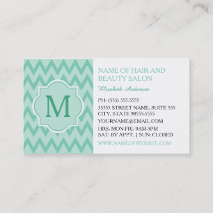 Tarjeta De Visita Salón de Belleza Chevron Mint