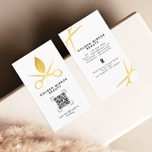 Tarjeta De Visita Salón de Belleza Código QR Moderno de Reserva en L