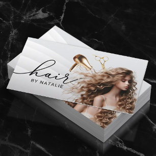 Tarjeta De Visita Salón de belleza con cuidado de pelo rizado y esti