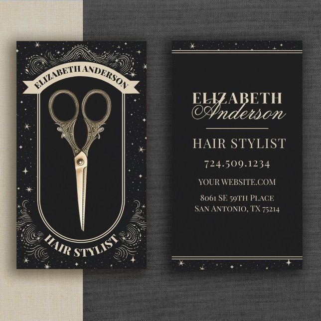 Tarjeta De Visita Salón de belleza con estilo de pelo profesional (Elegant and modern hair stylist / hair salon business cards)