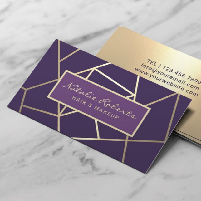 Tarjeta De Visita Salón de belleza con estilo Geométrico Purple & Go (Subido por el creador)