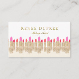 Tarjeta De Visita Salón de belleza de artista de maquillaje con lápi