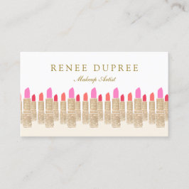 Tarjeta De Visita Salón de belleza de artista de maquillaje con lápi