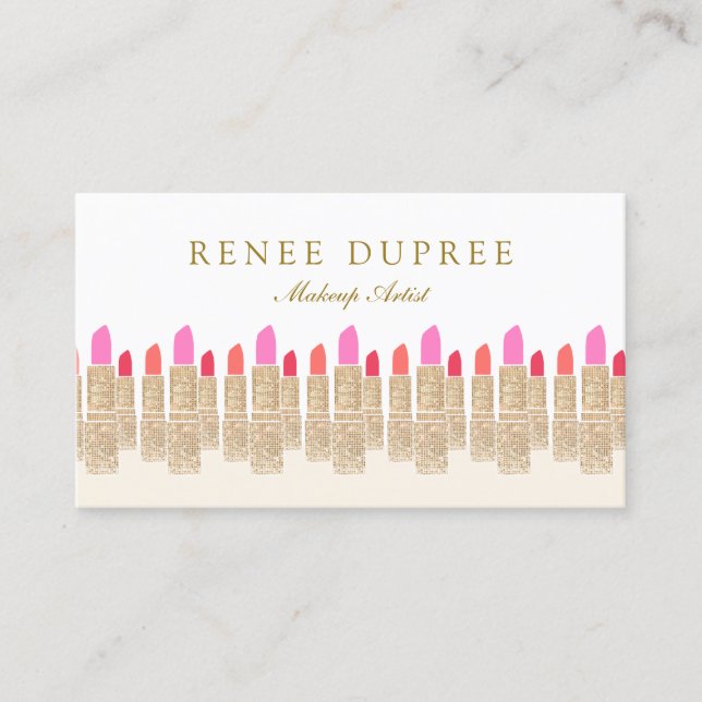 Tarjeta De Visita Salón de belleza de artista de maquillaje con lápi (Anverso)