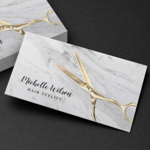 Tarjeta De Visita Salón De Belleza De Estilo Cabello Marble Blanco D