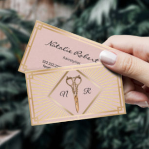 Tarjeta De Visita Salón De Belleza De Estilo Rubor Pink Gold Art Dec