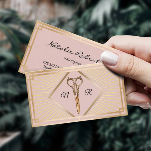 Tarjeta De Visita Salón De Belleza De Estilo Rubor Pink Gold Art Dec (Subido por el creador)
